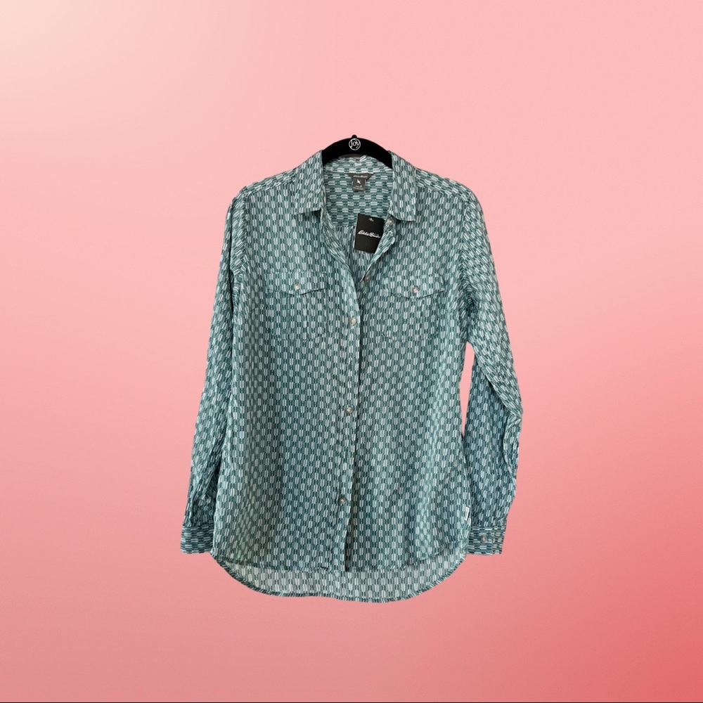 🆕 EDDIE BAUER Packable Button Up Long Sleeve